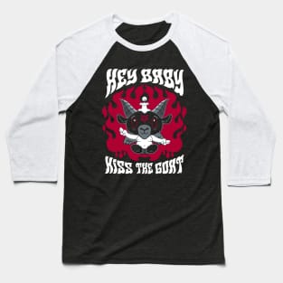 Kiss the Goat - Baphomet - Creepy Cute Goth - Ghost Baseball T-Shirt